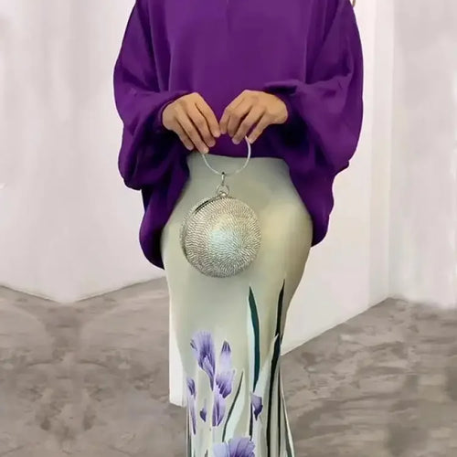 Load image into Gallery viewer, Fashion Purple O-Neck Blouse Tops For Women 2025 New Spring Summer Puff Sleeves Loose Casual Going Out Shirts
