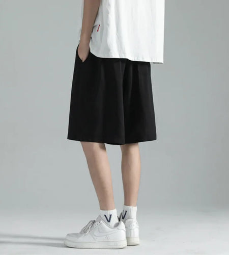 Men's Suit Shorts Ice Silk Solid Color Elastic Waist Pants Summer Casual Fashion Male Clothing Lace-up Design 2025 9W1350