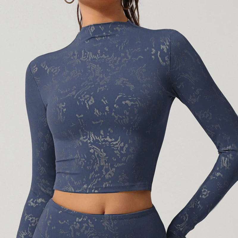 Stamping Long Sleeve Sport Jacket Women Zipper Fitness Yoga Shirt Gym Top Activewear Push Up Running Coats Workout Clothes Woman