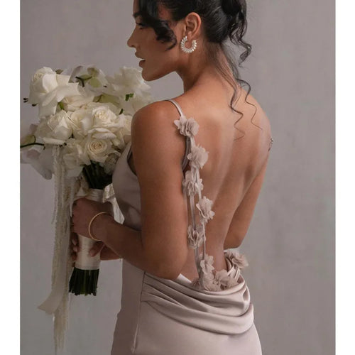 Load image into Gallery viewer, Elegant Sleeveless Flower Shoulder Strap Backless Bodycon Dress Women Sexy Slim Maxi Vesidos Temperament Party Evening
