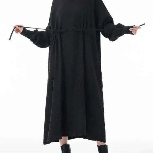 Load image into Gallery viewer, Women Army Green Big Size A-line Long Dress New Round Neck Long Sleeve Loose Fashion Tide Spring Autumn 2025 1DH3874
