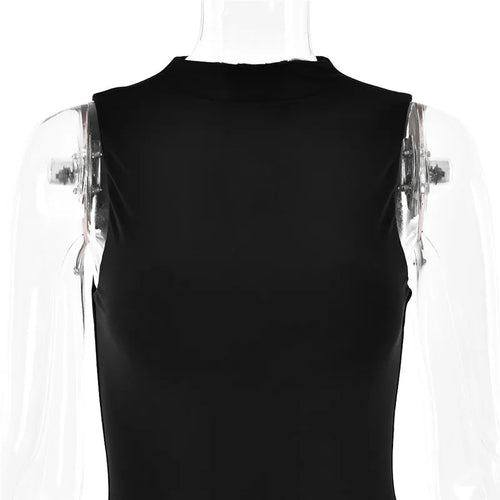 Load image into Gallery viewer, Half High Collar Irregular Tank Dress For Women 2024 New Fashion Sleeveless Bodycon Ruched Sexy Long Dress Elegant
