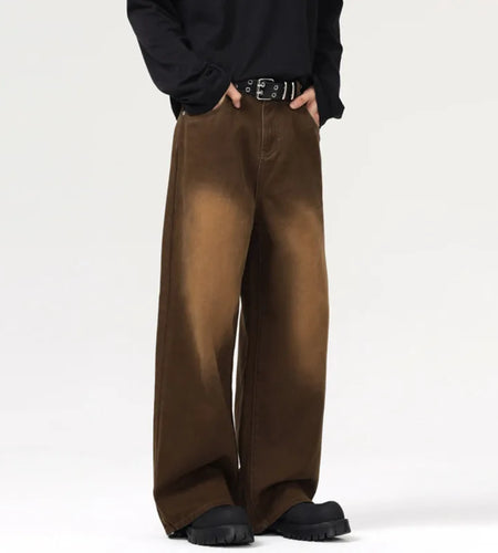 Men's Jeans New American Washed Deisgn Distressed Baggy Fashion Denim Pants Male Straight Leg  Casual Bottoms 9W1551