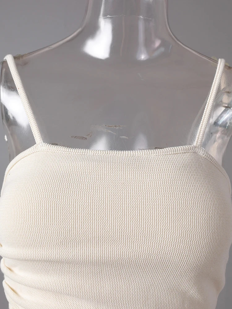 Beige Irregular Tank Top Brief Wide Leg Pants Two Piece Suit New Sleeveless Women Fashion Tide Spring Summer 2025 CPG3157