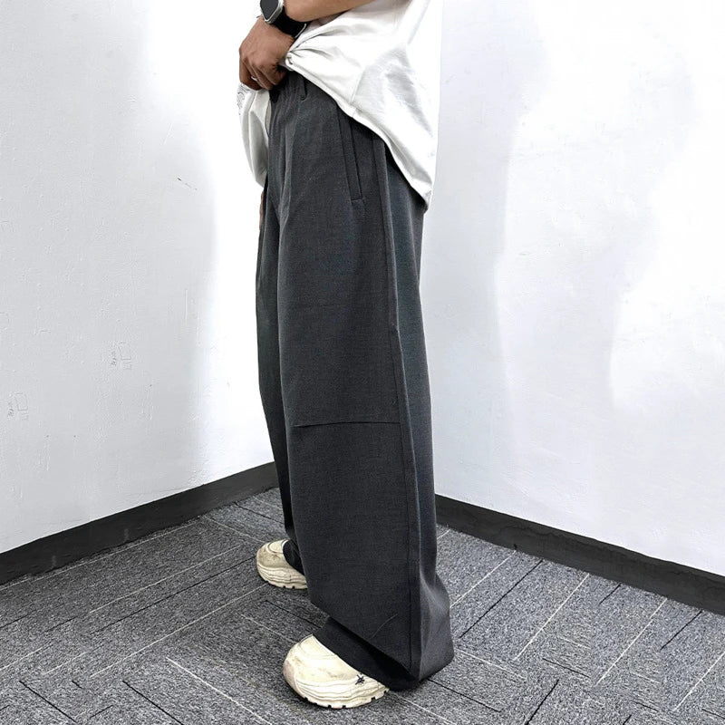 Men's Suit Pants Spring New American Style Casual Trousers Straight Loose Solid Color Trendy Wide Leg Menwear 9W1747