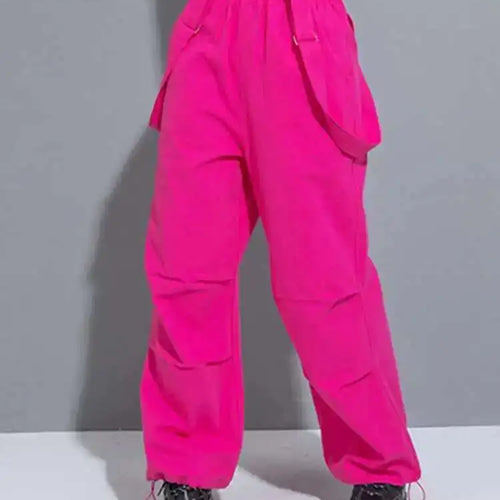 Load image into Gallery viewer, High Elastic Waist Rose Red Long Pocket Overalls Pants New Loose Fit Trousers Women Fashion Spring Autumn 2025 1DH0996
