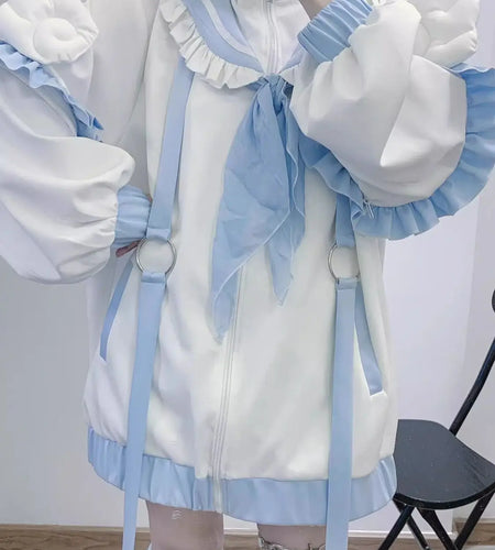 Women Clothing Japanese Hoodies Coat Sailor Collar Long Sleeve Wing Cute Y2k Tops Ropa Mujer Casual Fashion Zipper Sweatshirts