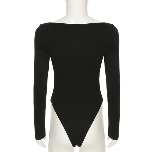 Load image into Gallery viewer, Sexy Black Hollow Out Skinny Bodysuit Women's Long Sleeve One Piece Clothing Open Crotch Design Beachwear Hot Rompers
