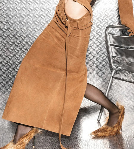 Solid Spliced Lace Up Elegant Long Skirts for Women High Waist Split Irregular Skirt Female Fashion Clothing New