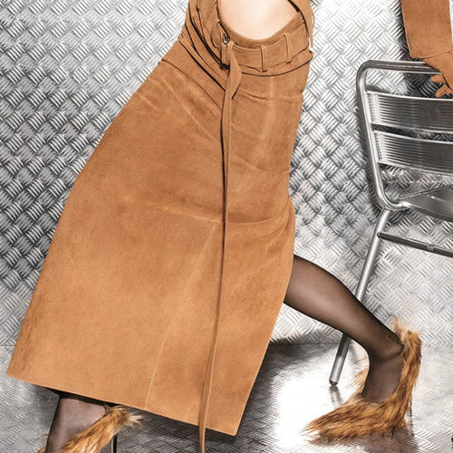 Load image into Gallery viewer, Solid Spliced Lace Up Elegant Long Skirts for Women High Waist Split Irregular Skirt Female Fashion Clothing New
