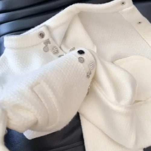 Load image into Gallery viewer, Autumn Diamond Button Y2k Aesthetic Cardigans Streetwear Solid Grunge Casual Loose Coats Women Sweet Knitted Simple Sweaters
