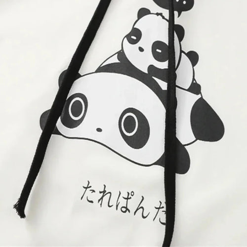 Load image into Gallery viewer, Panda Print Cute Cotton Hooded Sweatshirts For Women Long Sleeve Drawstring Hoodies Sweet Style Tops 2021 Summer Kawaii Clothes
