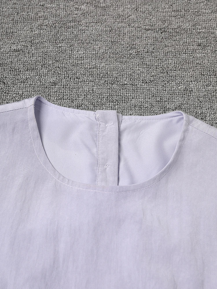 Women Light Purple Irregular Spliced Big Size Vest Dress New Round Neck Sleeveless Fashion Tide Spring Summer 2025 CPG3083