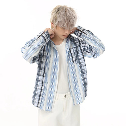 Load image into Gallery viewer, Men&#39;s Shirts New Spring Multi Color Striped Plaid Shirt Long Sleeve Turn-down Collar Male Clothing Stylish Men Top 9W1684
