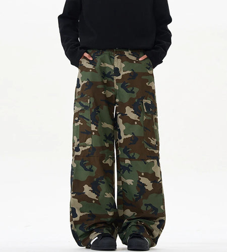 Men's New Summer Cargo Pants New American Fashion Silhouette Straight Wide Leg Multi Pockets Design Male Trousers 9W2029