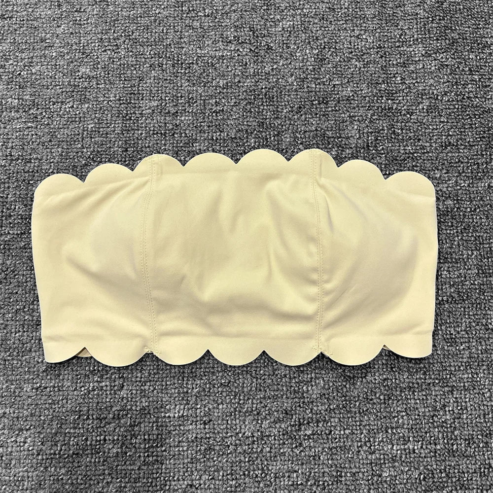 Non-slip Insert Sports Bra Women Fitness Intimate Strapless Bustier Bandeau Wrapped Chest Fitness Tops Sports Underwear Yoga Bra