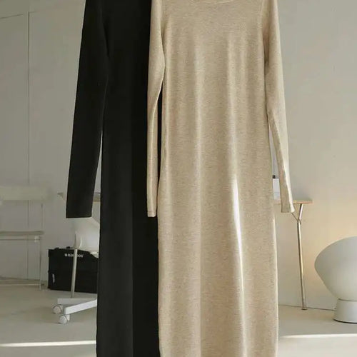 Load image into Gallery viewer, Women Oat Color Knitting Ankle Length Dress New Hooded Long Sleeve Loose Fit Fashion Tide Spring Autumn 2025 1DH3764
