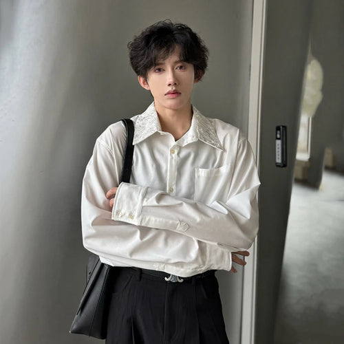 Load image into Gallery viewer, Men&#39;s Shirts Long Sleeve New Summer Embroidered Design Turn-down Collar Personalized Male Korean Style Clothing 9W1755
