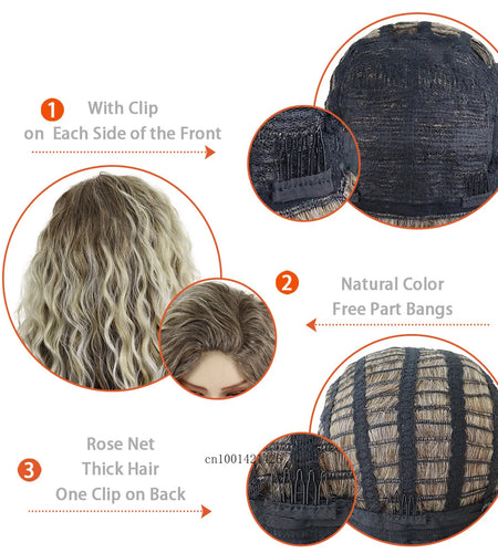 Ash Blonde Wig Synthetic Long Curly Hair Wigs for Women Fluffy Hairstyle Wave Ombre Wig Costume Carnival Party Regular Curly Wig