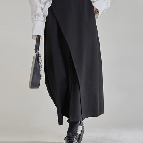Load image into Gallery viewer, High Waist Black Irregular Slit Hem Spliced Elegant Half-body Skirt Women Fashion Tide New Spring Autumn 2025 1DH9887
