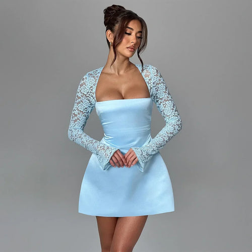 Load image into Gallery viewer, Summer Lace Sleeve Dresses for Women 2024 New Fashion A Line Party Dresses White Satin Dress Women's Clothing 2024
