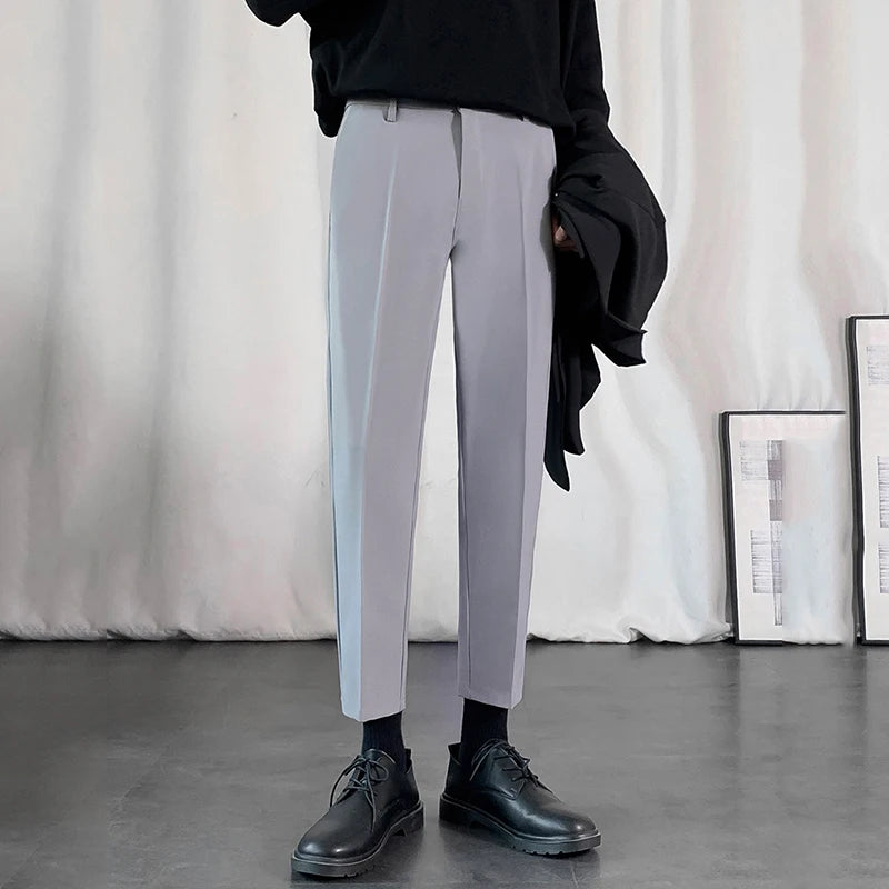 Business Casual New Men's Suit Pants Drape Pencil Bottom Straight Leg Male Trousers Korean Style Autumn Simple 2024 9C6809