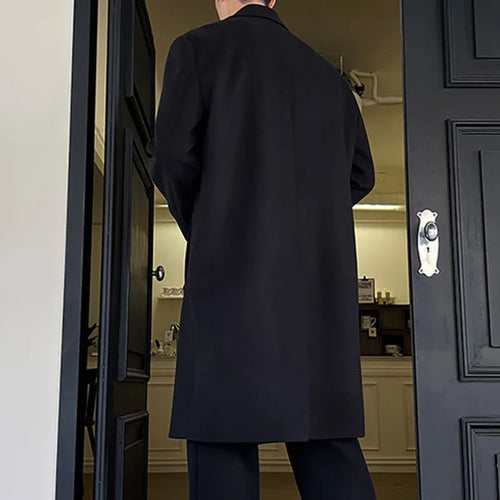 Load image into Gallery viewer, Korean Style Men's Woolen Coats Lapel Design Solid Color Trendy Casual Single Breasted Male Loose Spring Tops 9W1849
