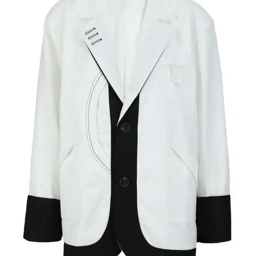 Load image into Gallery viewer, Women Black Coolor-block Big Size Casual Blazer New Lapel Long Sleeve Loose Jacket Fashion Tide Spring Autumn 2025 1DF6379
