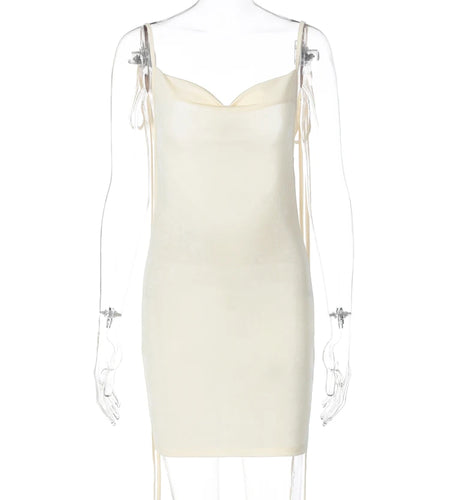 Sleeveless Swinging Collar Backless Slips Bandage Mini Prom Dress Summer Women Elegant Outfit Party Vacation Beach Y2K