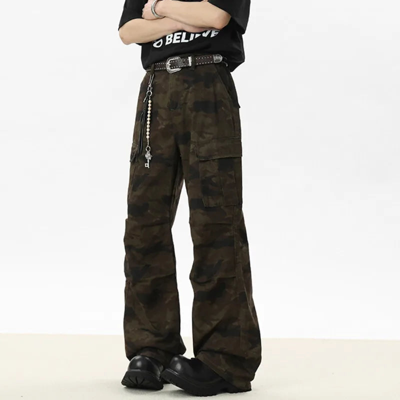 Men's Denim Pants New American High Street Straight Leg Jeans Print Niche Design Summer Handsome Menwear 2025 9W1532