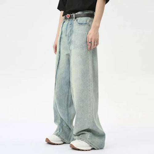 Load image into Gallery viewer, Fashion Men&#39;s Denim Pants Summer Straigth Casual Vintage High Street Loose Wide Leg Male Bottom Chic 9C6315
