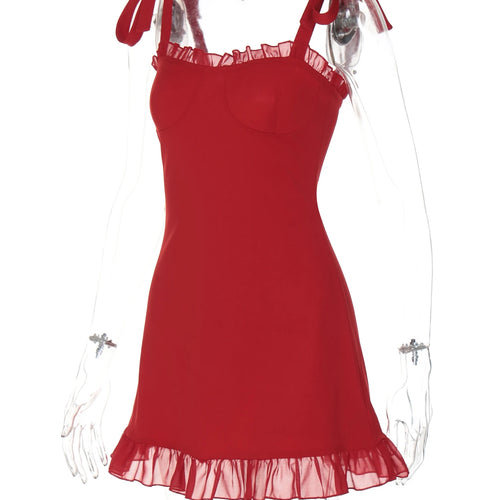 Load image into Gallery viewer, Elegant Solid Slips Ruffles Backless Bandage Patchwork Sexy Slim Mini Dress Summer Women Outfits Party Beach Festival
