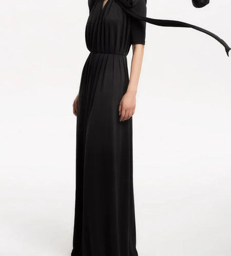 Solid Hollow Out Loose Dresses For Women O Neck Short Sleeve High Waist  Temperament Long Dress Female Fashion New