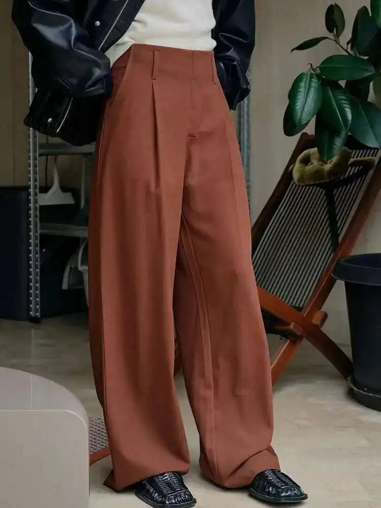 High Waist Black Brief Long Wide Leg Elegant Pants New Loose Fit Trousers Women Fashion Tide Spring Autumn 2025 1DH1033