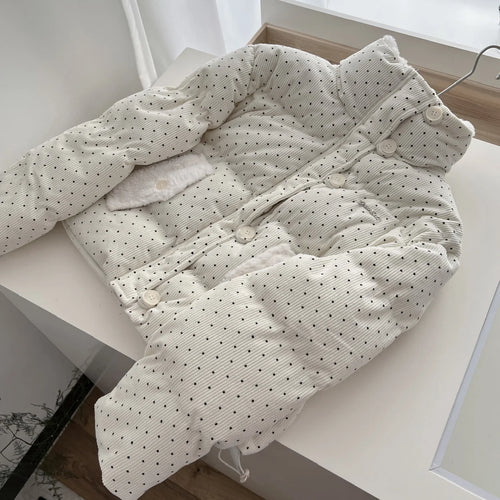 Load image into Gallery viewer, Korean 2024 New Casual Women Beige Dot Cotton Padded Jacket Winter Warm Short Single Breasted Zipper Down Coat Thick Streetwear
