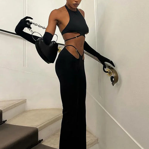 Load image into Gallery viewer, Articat Sexy Vest Top Long Pants Tight Two-piece Set For Women 2024 Autumn New Slim Female Lace Up Set Fashionable Streetwear
