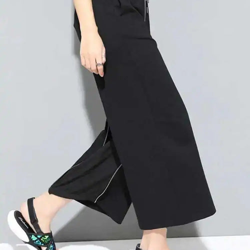Load image into Gallery viewer, High Elastic Waist Black Zipper Two Ways Wear Long Wide Leg Pants New Trousers Women Fashion Tide Spring Autumn 2025 JS994
