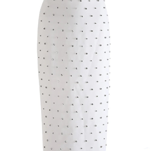 Load image into Gallery viewer, High Waist Black Rhinestones Shining Elegant Long Half-body Skirt Women Fashion Tide New Spring Autumn 2025 1DJ1269
