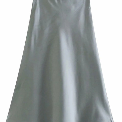 Load image into Gallery viewer, Hot Sale Solid Satin Elastic Waist Women A-Line Skirt Summer Female Slim Falda
