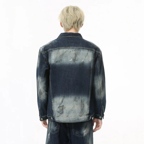 Load image into Gallery viewer, High Street Men&#39;s Two-piece Sets Worn-out Plotch Hole Turn-down Collar Denim Jackets Straight Wide Leg Male Jeans 9C8969
