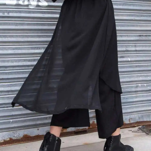 Load image into Gallery viewer, High Elastic Waist Black Chiffon Asymmetric Pants New Loose Fit Trousers Women Fashion Tide Spring Autumn 2025 1DF4656
