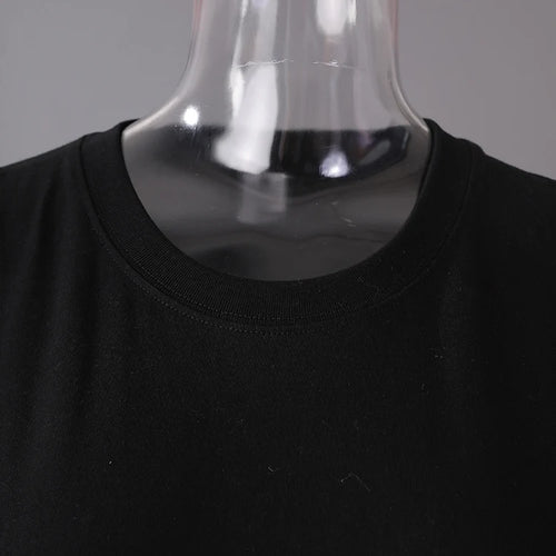 Load image into Gallery viewer, Women Black Mesh Color-block Big Size Knee-Length Dress New Round Neck Short Sleeve Fashion Spring Summer 2025 CPG3040
