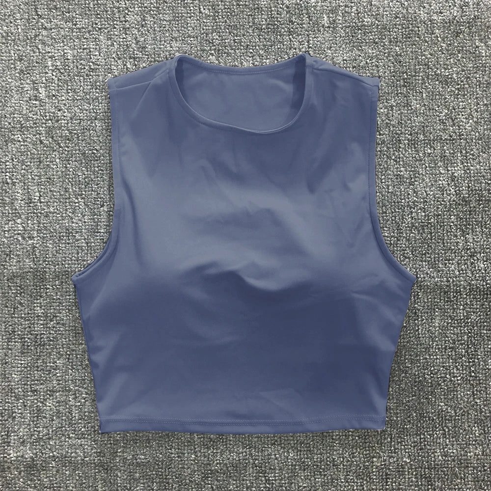 Nude Pad Yuma Nylon Pad Women Vintage Windbreaker Sport Bra Skin Tank Sports Running Vest Fitness Yoga Sleeve Crop Tops