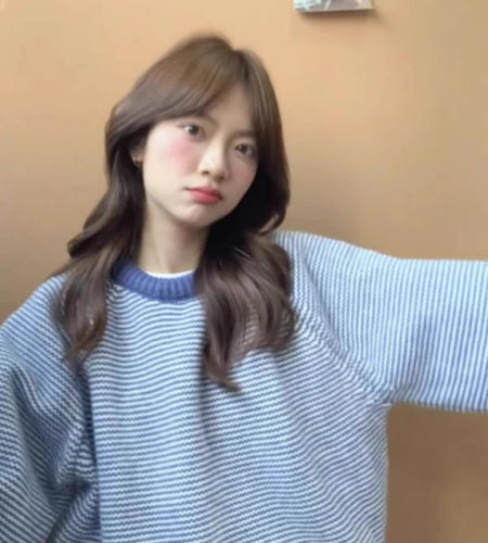 Y2k Aesthetic Patchwork Stripe Sweaters Harajuku Autumn Contrast Color Grunge Jumpers Casual Loose Vintage Pullovers Women Tops