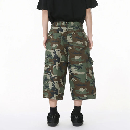 Load image into Gallery viewer, American Style Men's Jeans Camouflage Side Pockets Patchwork Design Casual Straight Wide Leg Baggy Male Denim Shorts 9W1271
