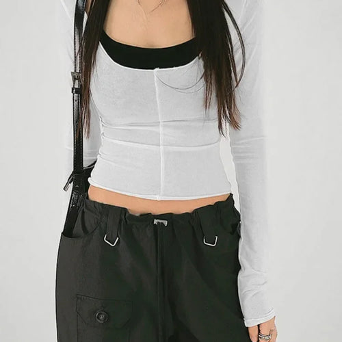 Load image into Gallery viewer, 2025 Autumn New Slim Two Pieces Set Women Grunge Solid Streetwear Tops + Sleeveless All Match Black Vest Y2k Aesthetic Fashion
