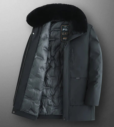 Autumn Work Outwearing Long Parka Men Winter Parka Fleece Lined Thick Warm Fur Collar Coat Male Size 5XL Plush Jacket