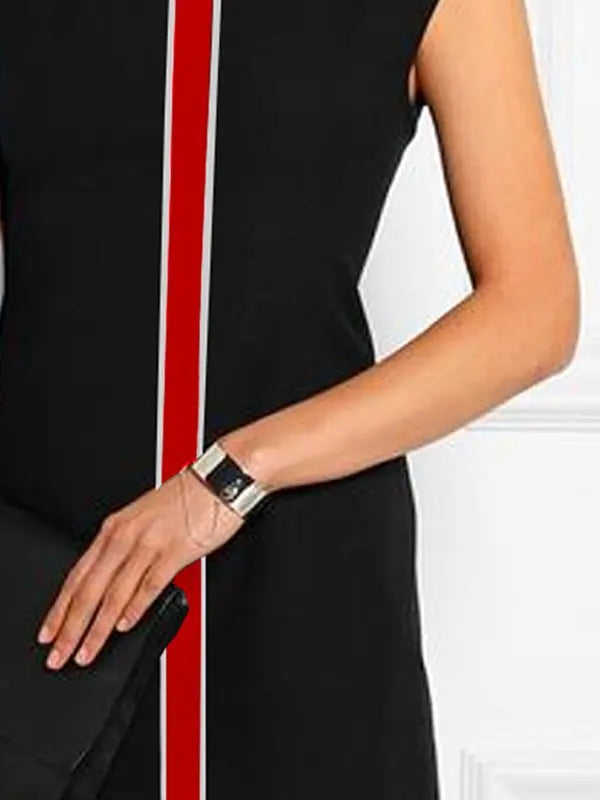 Women‘s Casual Black T-shits 2025 Newest Summer Clothing Cap Sleeve O-neck Printed Classic Stripe Top&Tees for Woman