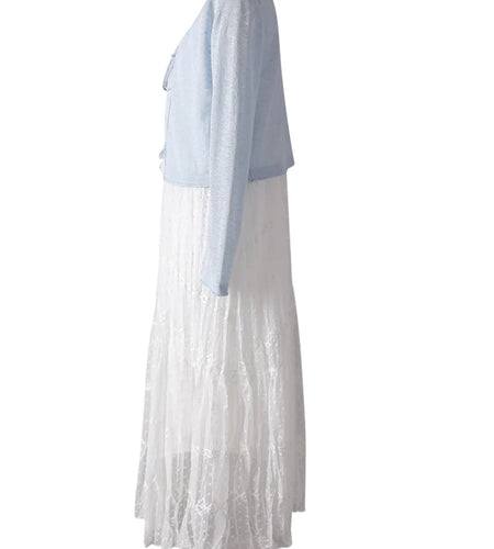 Women White Lace Jacquard Elegant Long Spaghetti Strap Dress New V-Neck Sleeveless Fashion Tide Spring Summer 2025 CPG3081