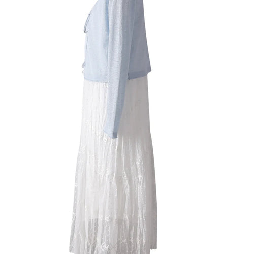 Load image into Gallery viewer, Women White Lace Jacquard Elegant Long Spaghetti Strap Dress New V-Neck Sleeveless Fashion Tide Spring Summer 2025 CPG3081
